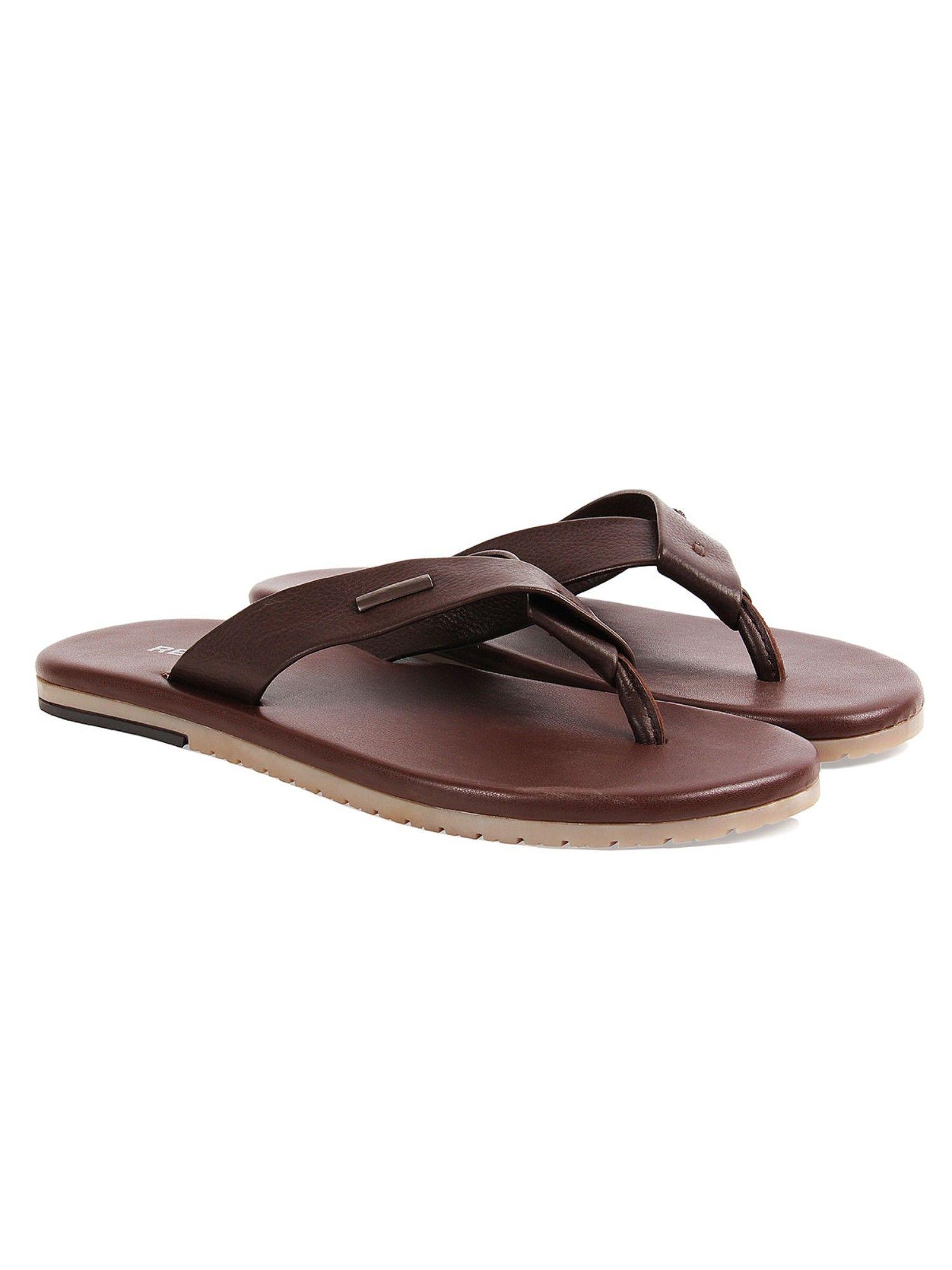 rocia by men solids black leather thong flipflops