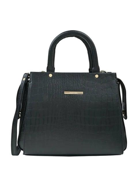 rocia by regal black croco textured medium handheld handbag