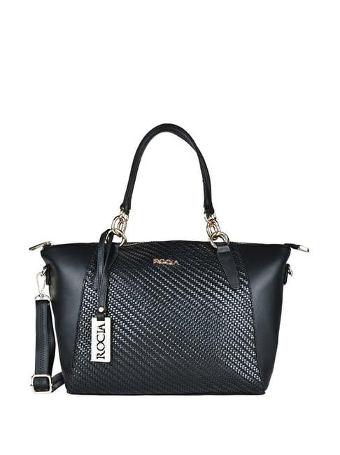 rocia by regal black pu textured handbag