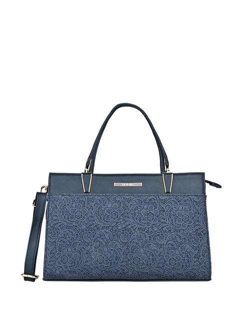 rocia by regal blue pu textured handbag