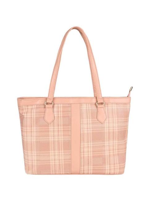 rocia by regal pink checks medium tote handbag