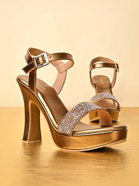 rocia by regal women's antique gold ankle strap sandals