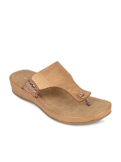 rocia by regal women's antique gold thong wedges