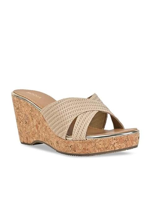 rocia by regal women's beige casual wedges