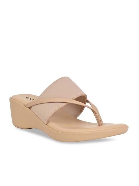 rocia by regal women's beige thong wedges