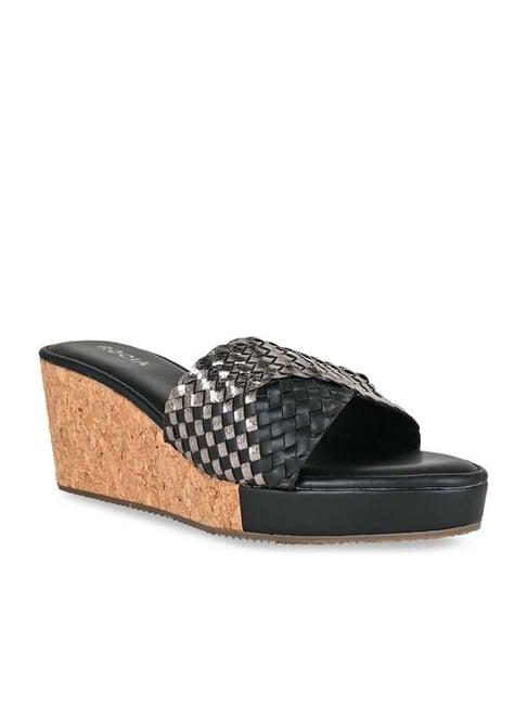 rocia by regal women's black casual wedges