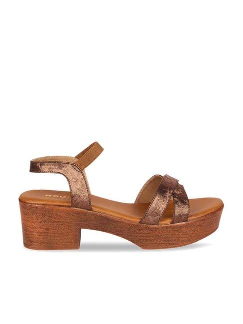 rocia by regal women's brown ankle strap sandals