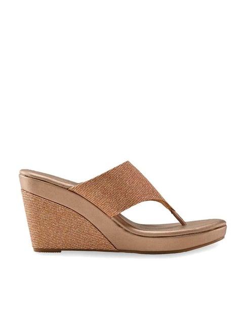 rocia by regal women's champagne thong wedges