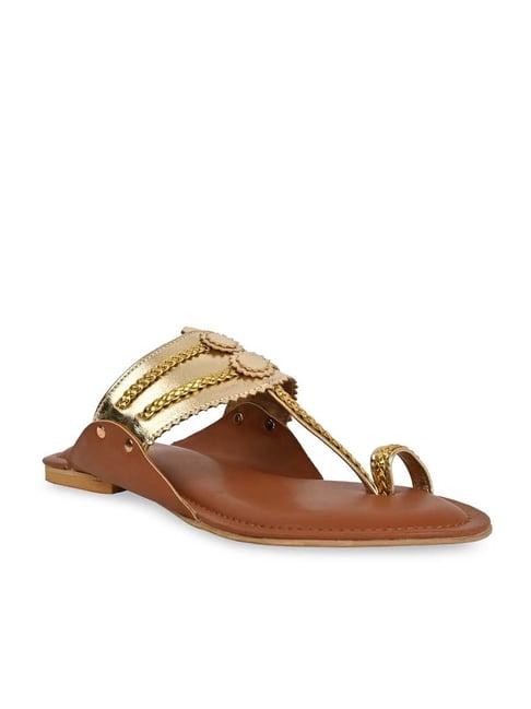 rocia by regal women's golden kolhapuri sandals