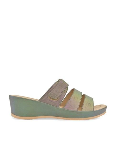 rocia by regal women's green casual wedges