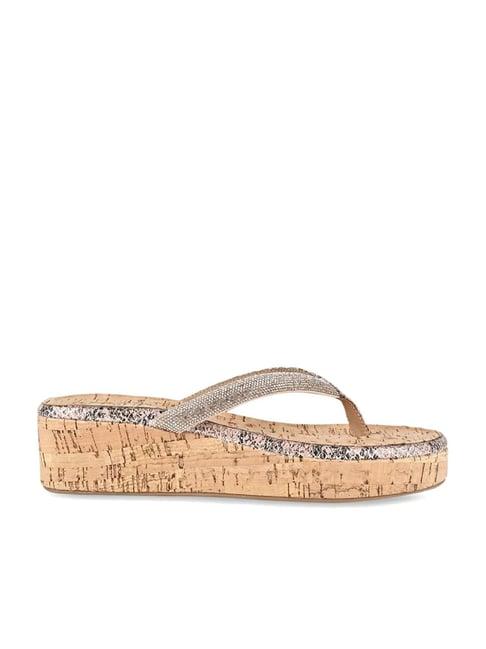 rocia by regal women's rose gold thong wedges