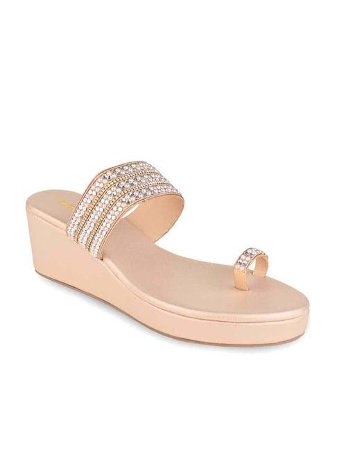 rocia by regal women's rose gold toe ring wedges