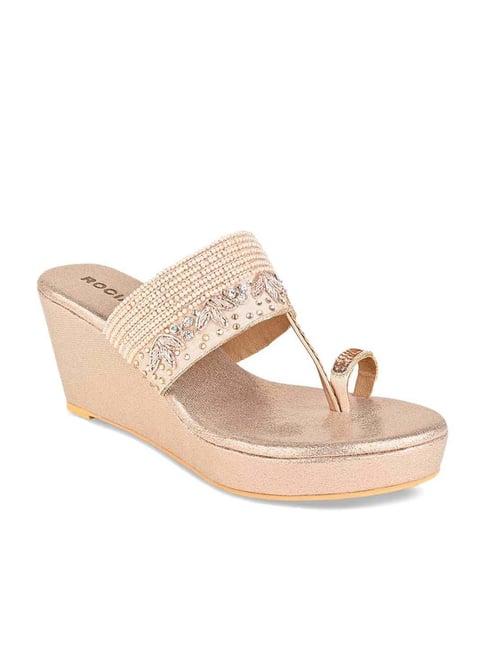 rocia by regal women's rose gold toe ring wedges