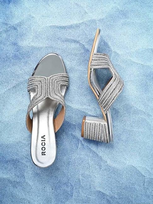 rocia by regal women's silver casual sandals