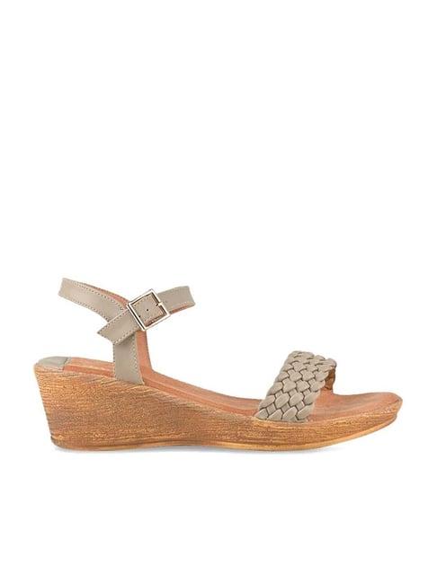 rocia by regal women's taupe ankle strap wedges