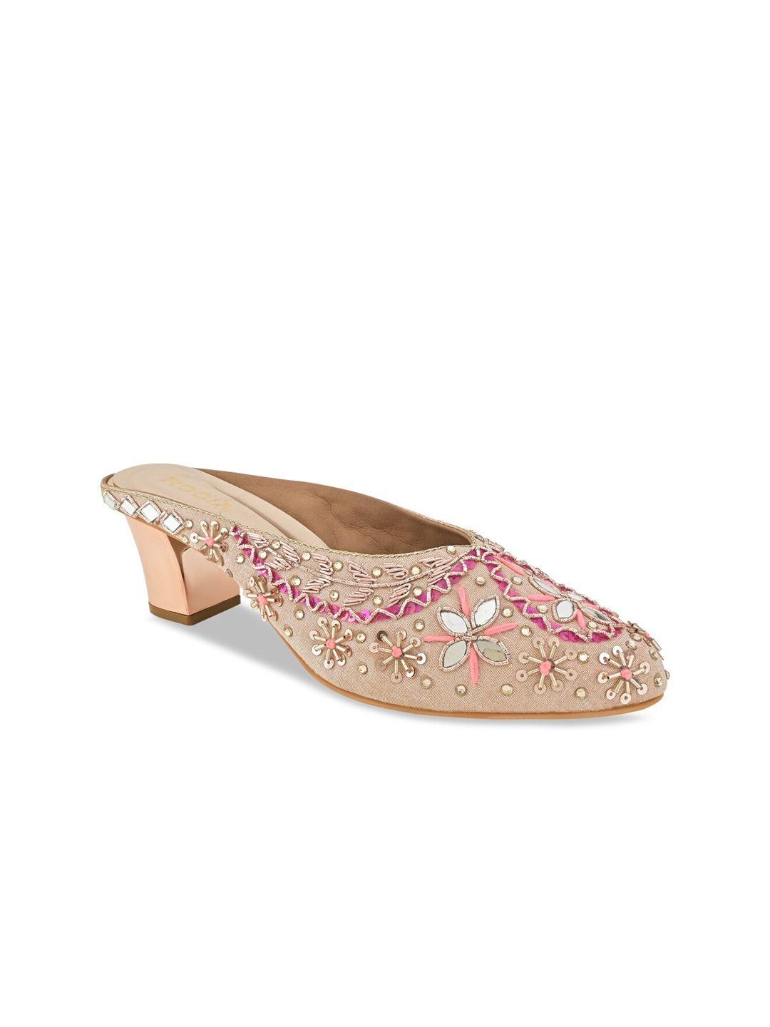 rocia embroidered block heel mules