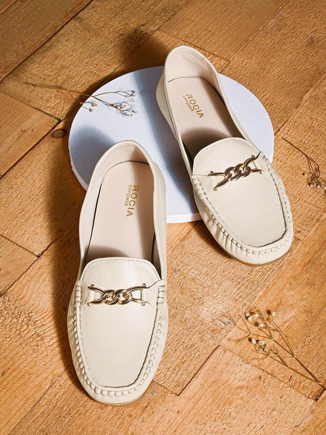 rocia women beige chain embellished leather slip-on sneakers