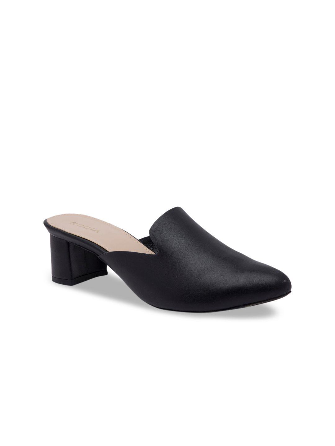 rocia women black solid mules