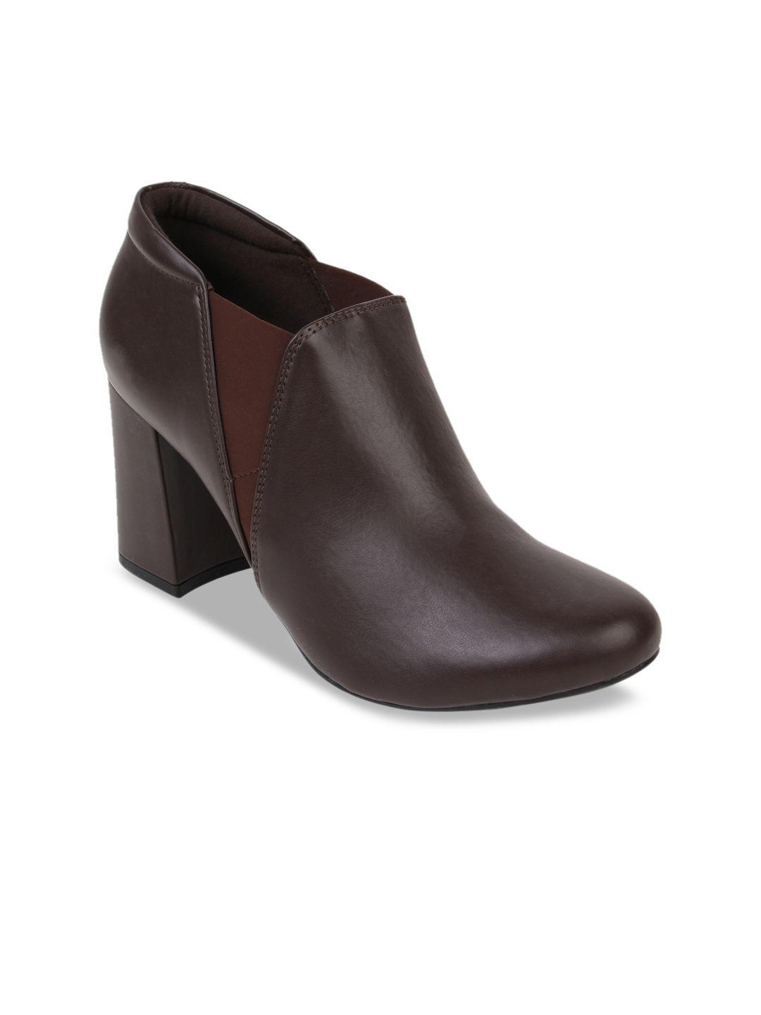 rocia women brown solid heeled boots