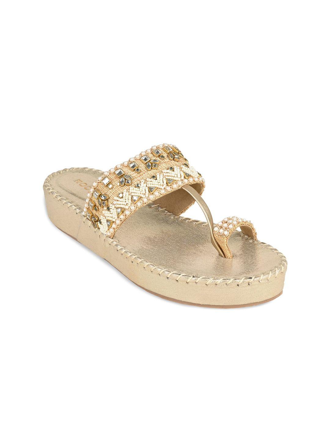 rocia women embellished ethnic one toe flats