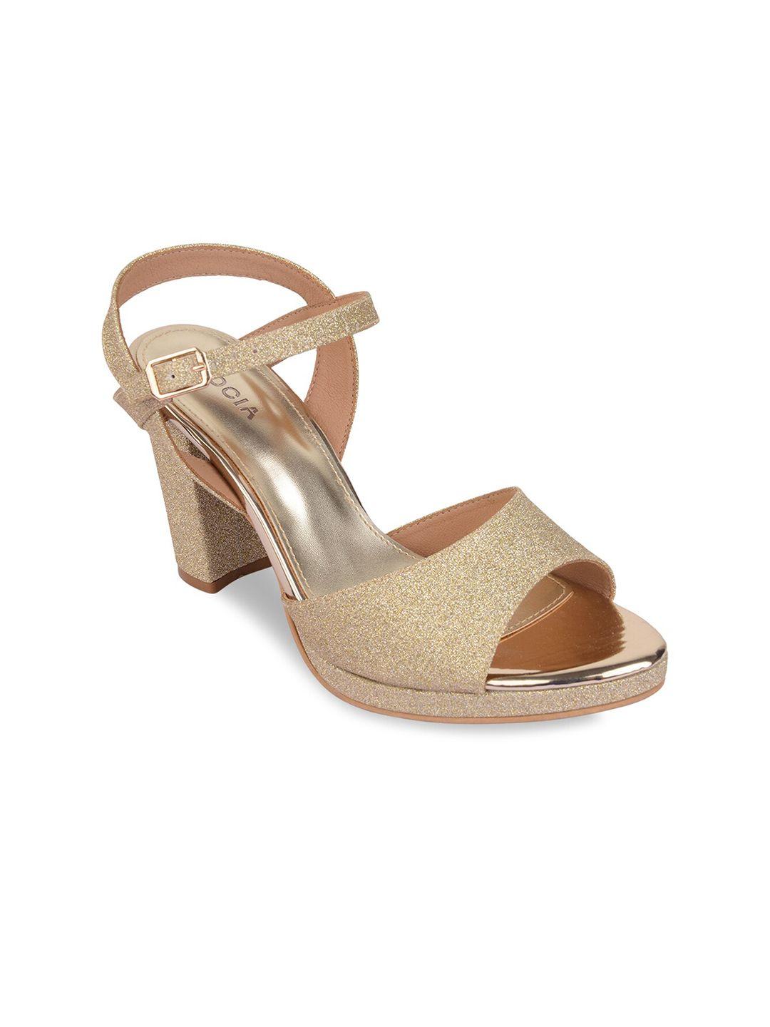 rocia women gold-toned party block heels