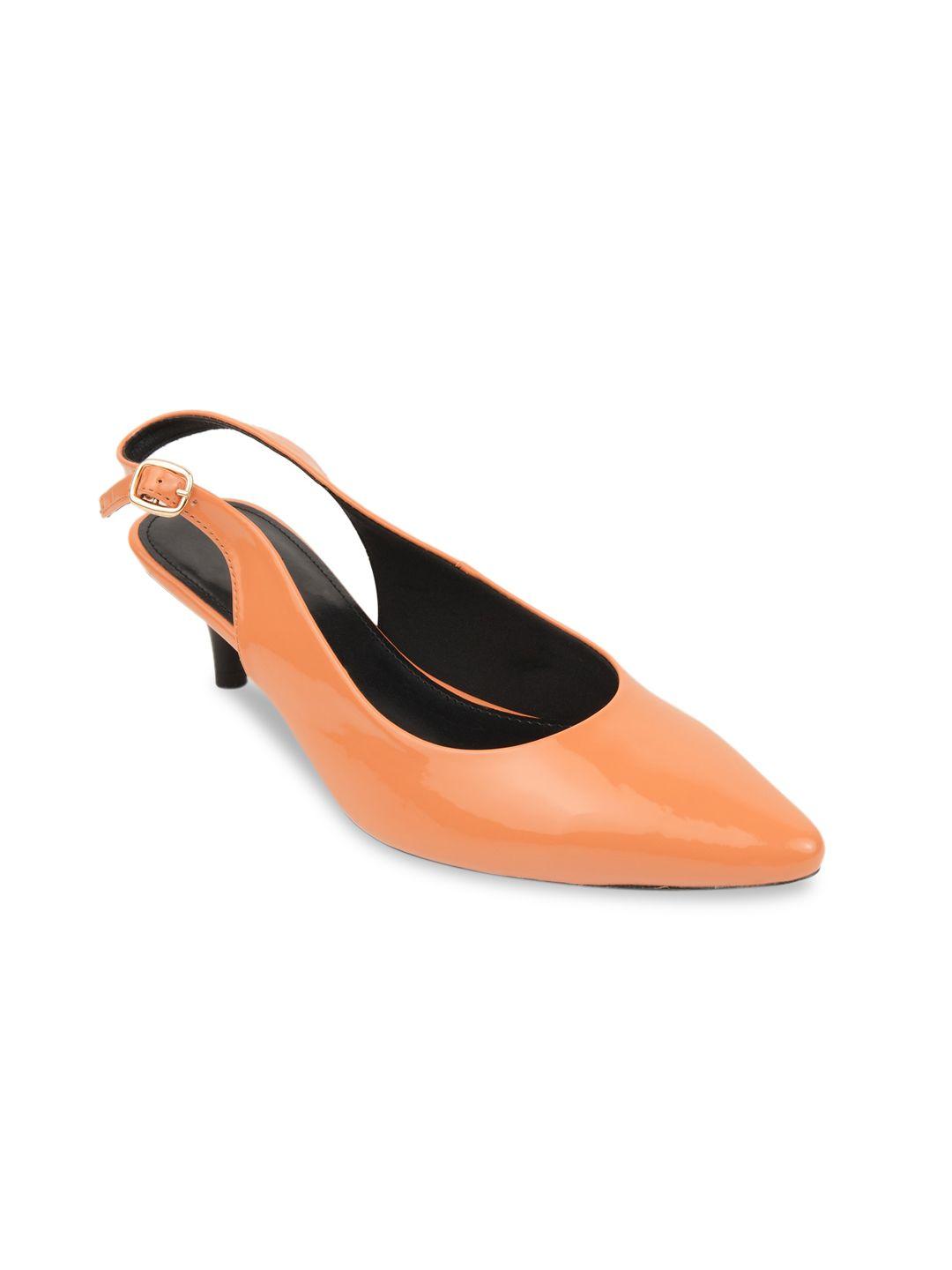 rocia women orange solid mules