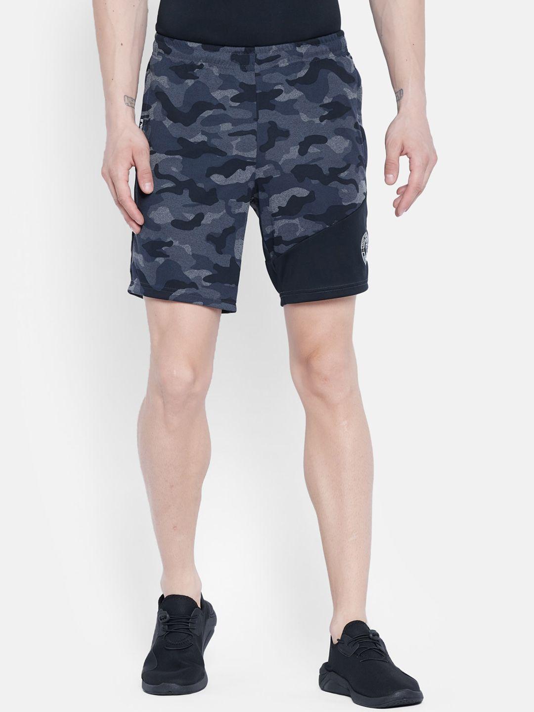 rock it men grey camouflage printed mid-rise regular shorts