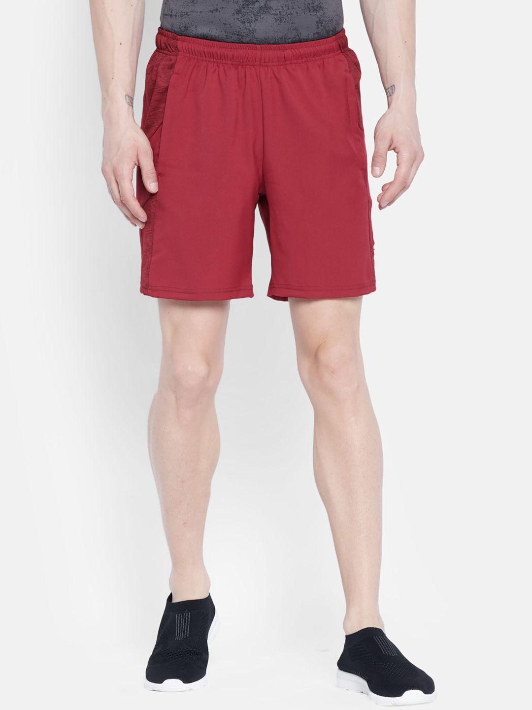 rock it men maroon mid-rise sports shorts