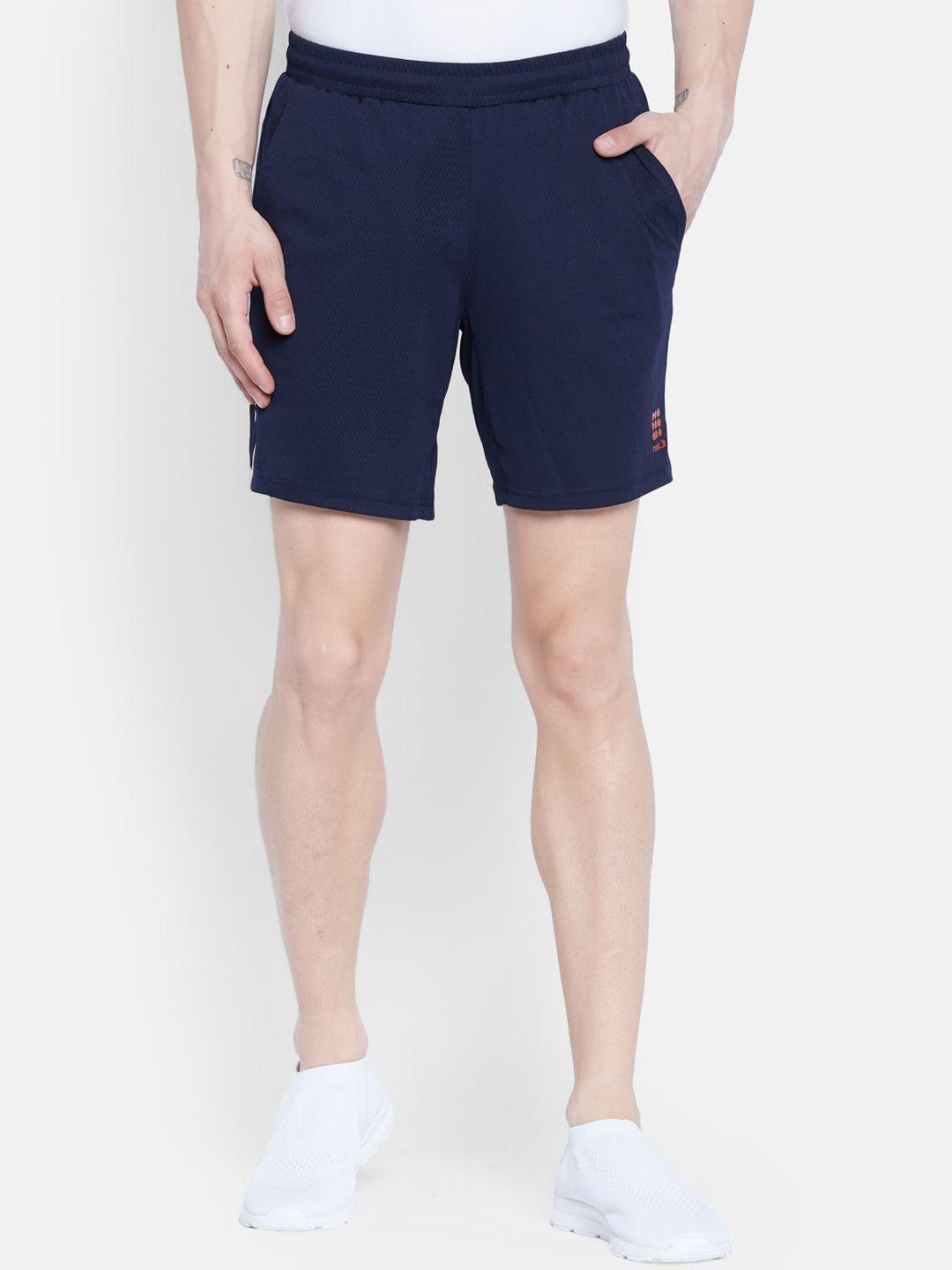 rock it men navy blue mid-rise sports shorts