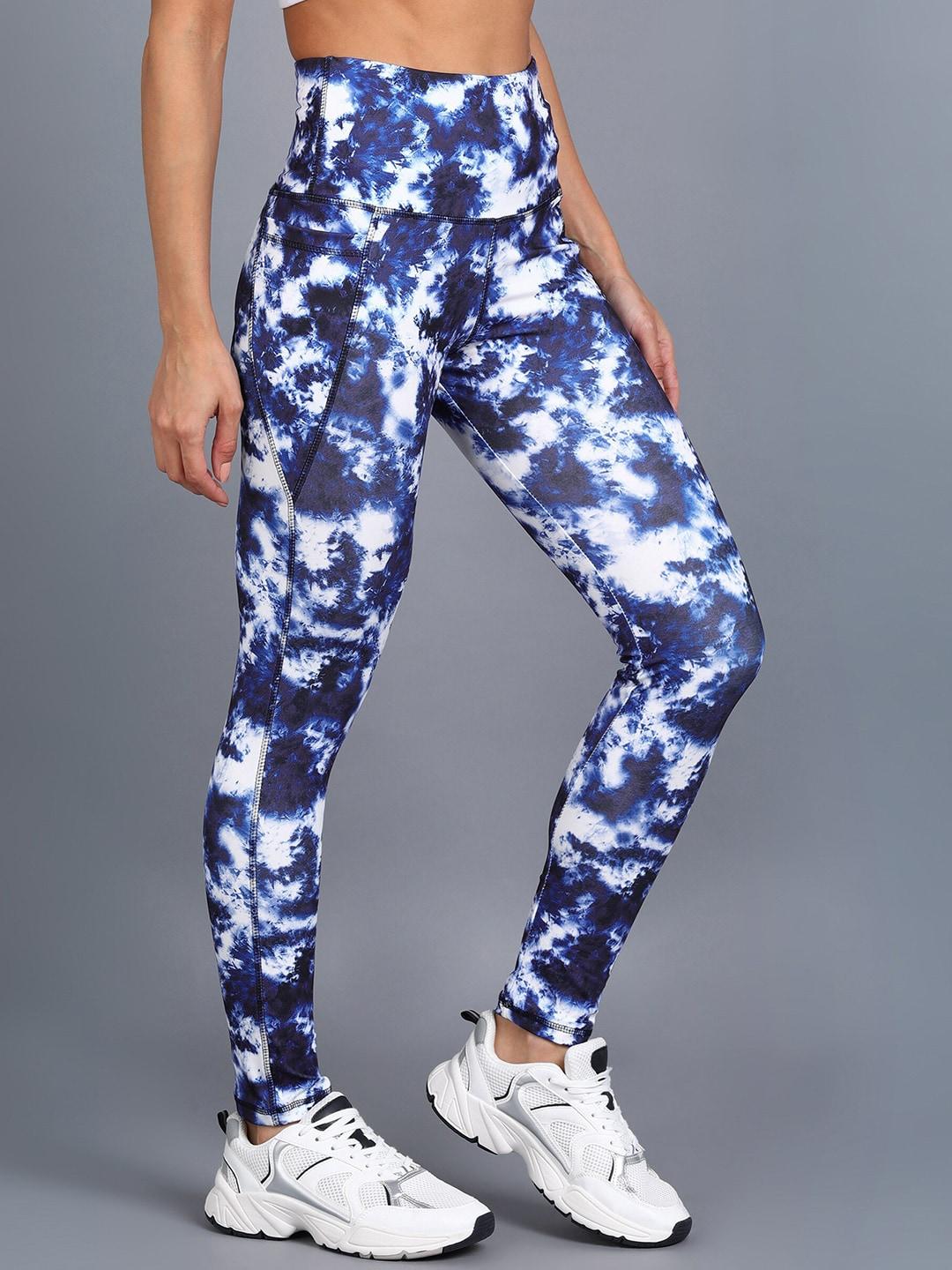 rock paper scissors women blue tie & dyed ankle-length tights