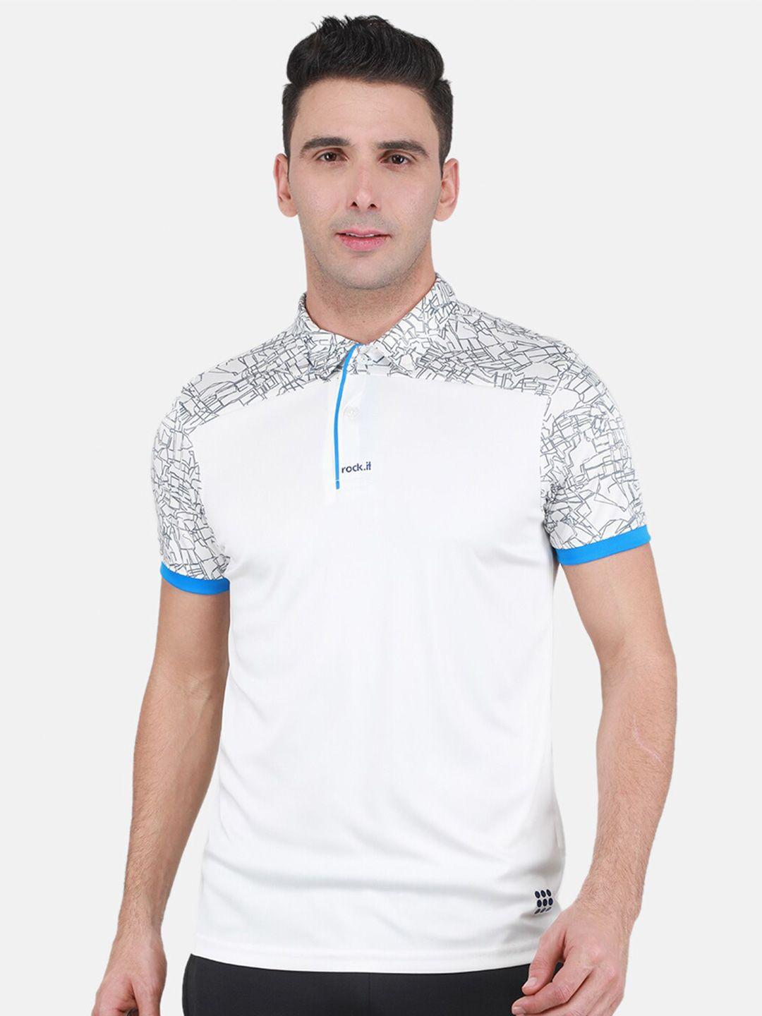 rock.it abstract printed polo collar slim fit t-shirt