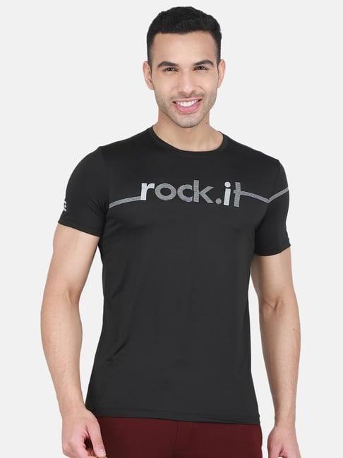 rock.it black regular fit printed t-shirt