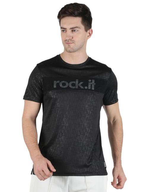 rock.it black round neck sports t-shirt