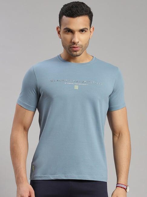 rock.it blue slim fit printed t-shirt