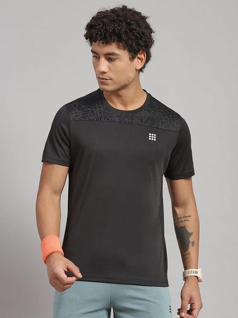 rock.it charcoal regular fit self pattern t-shirt