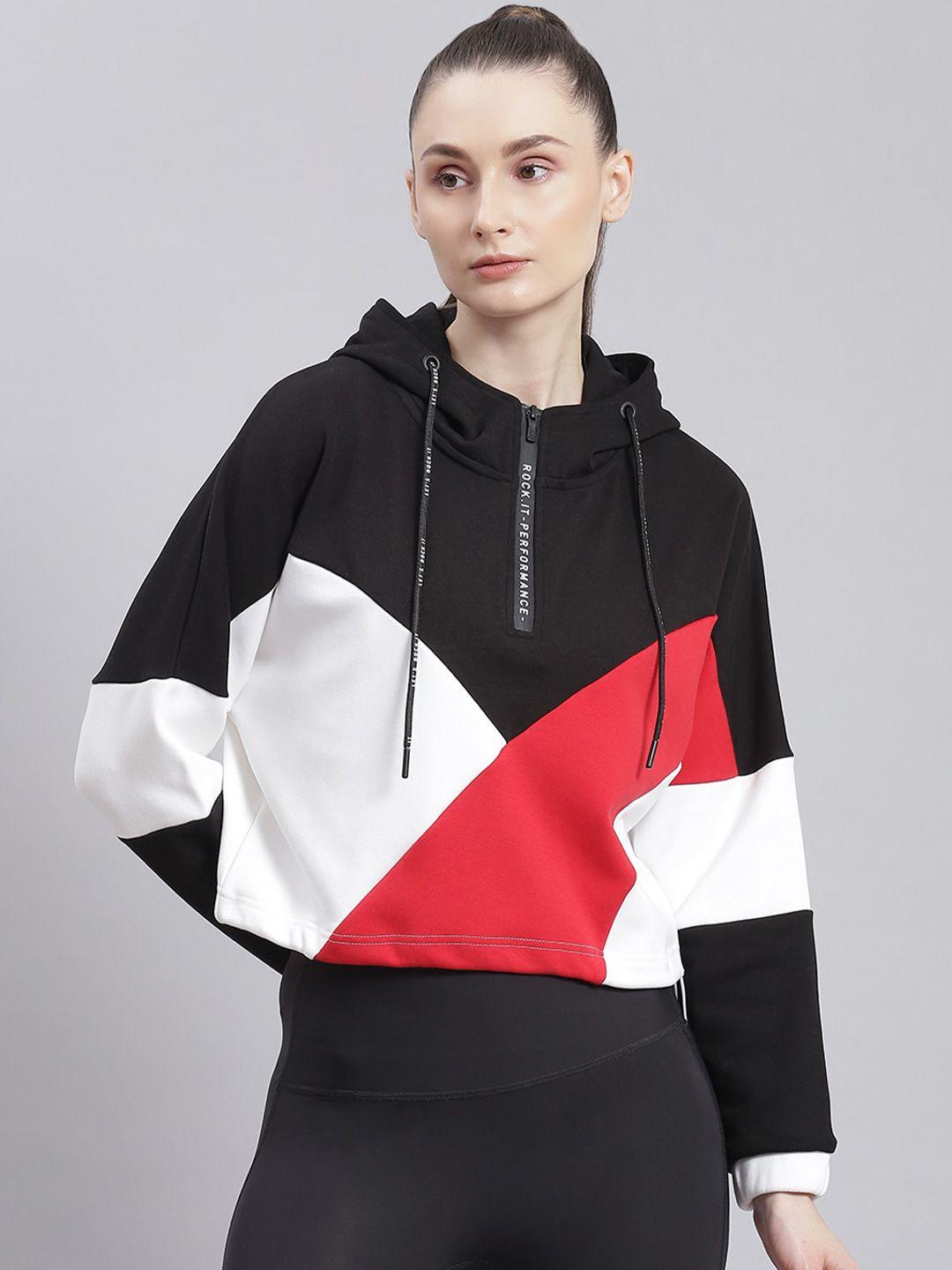 rock.it colourblocked drop-shoulder hooded pullover sweatshirt