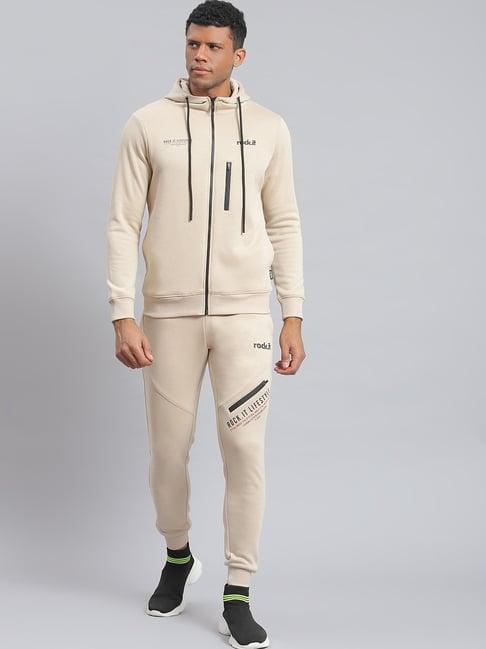 rock.it cream regular fit printed tracksuit