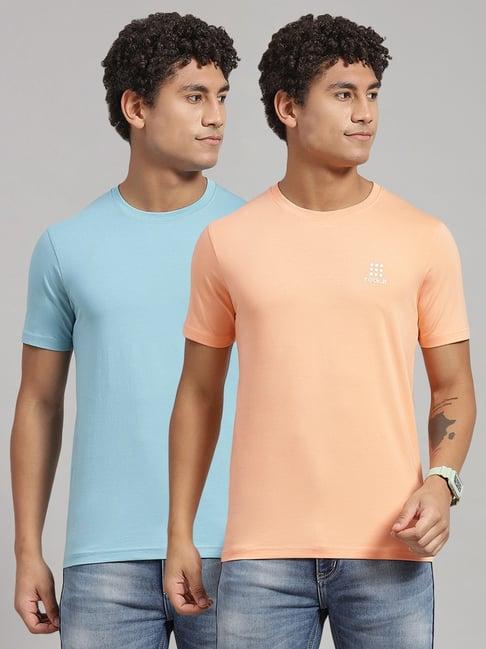 rock.it peach & blue slim fit t-shirt - pack of 2