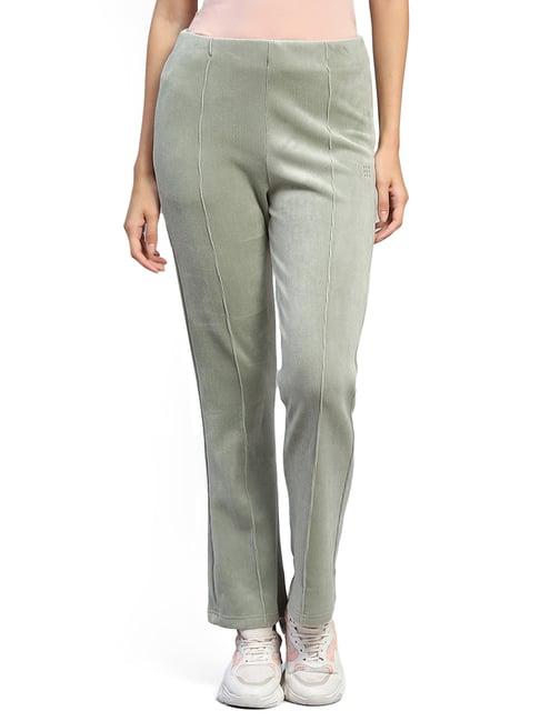 rock.it sage green regular fit mid rise trousers