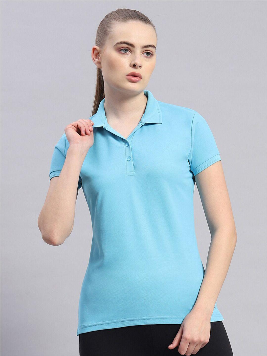 rock.it women blue polo collar t-shirt