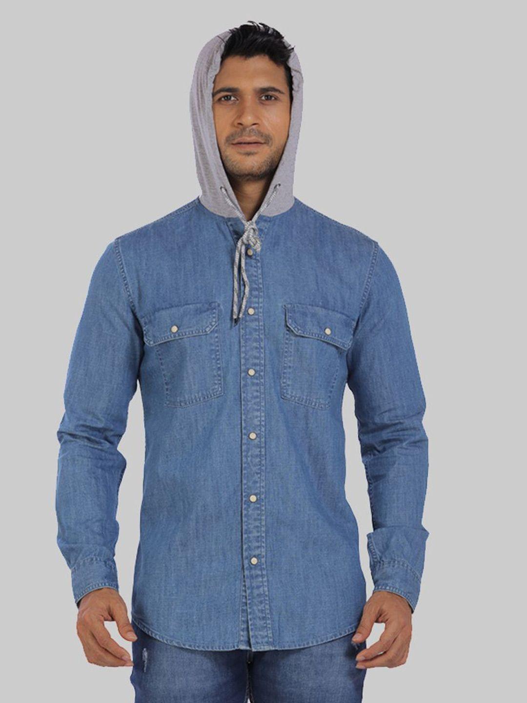 rocking swamy men slim fit hooded casual cotton shirt