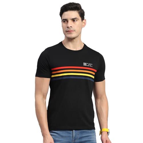 rockit from house of monte carlo mens black striped round neck half sleeve smart fit t-shirt (2240102035-2-42)