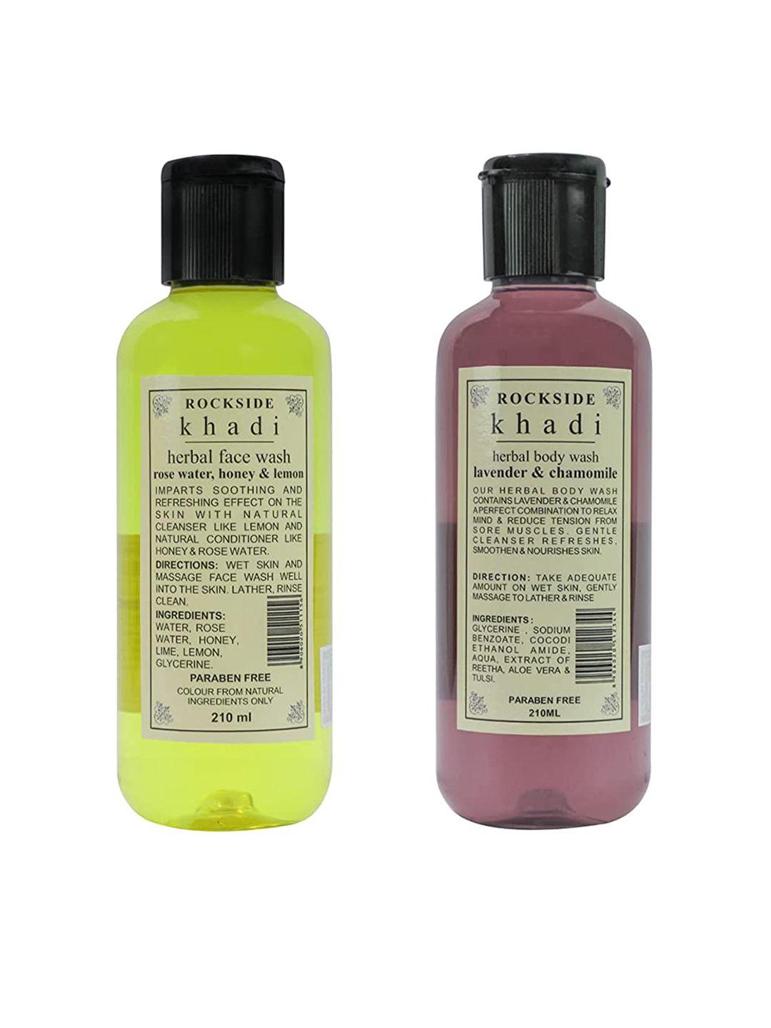rockside khadi pack of 2 transparent herbal facewash & bodywash
