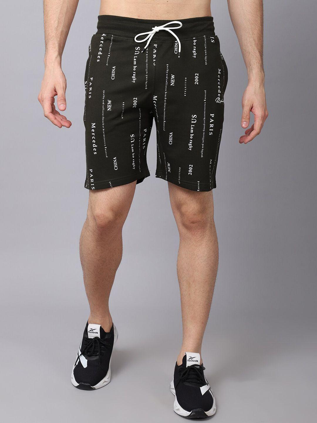 rodamo men green printed slim fit shorts