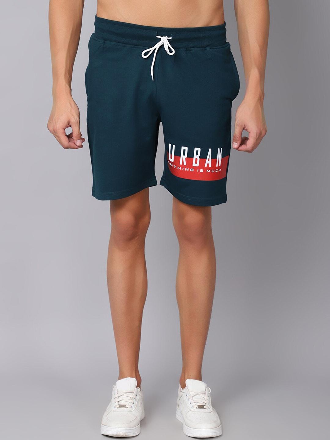rodamo men teal printed slim fit shorts