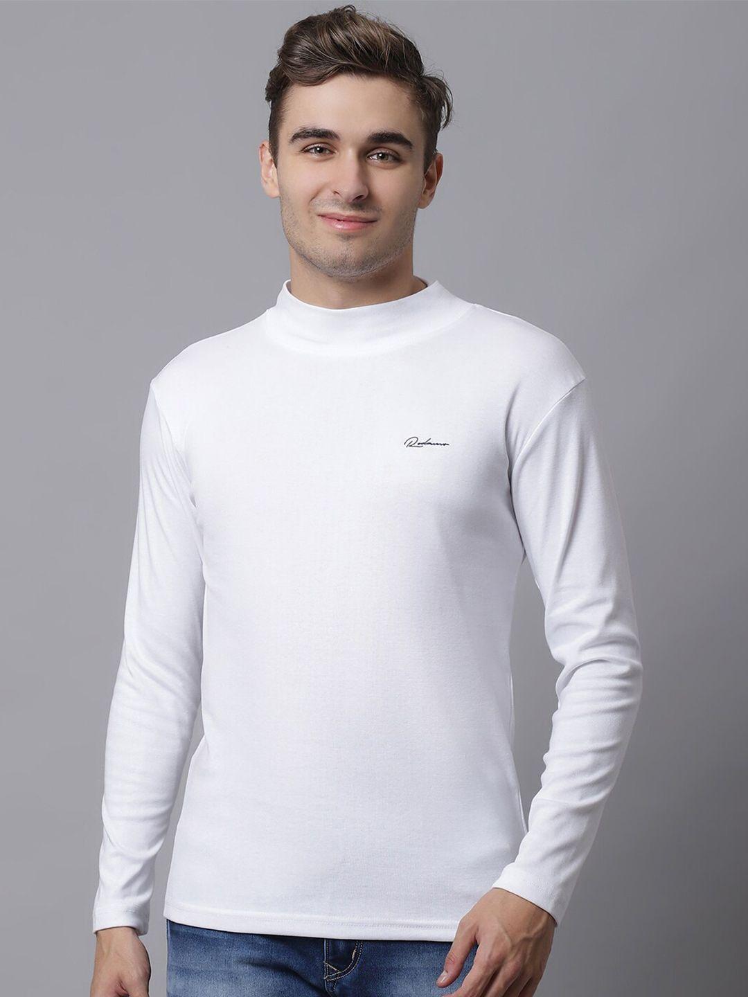 rodamo men white high neck slim fit cotton t-shirt