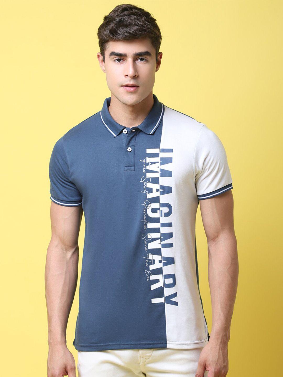 rodamo colourblocked polo collar slim fit cotton t-shirt