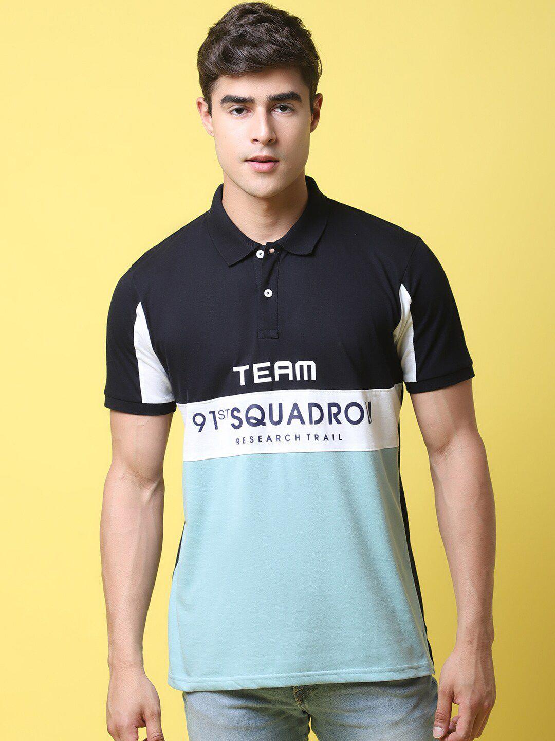 rodamo colourblocked polo collar slim fit t-shirt