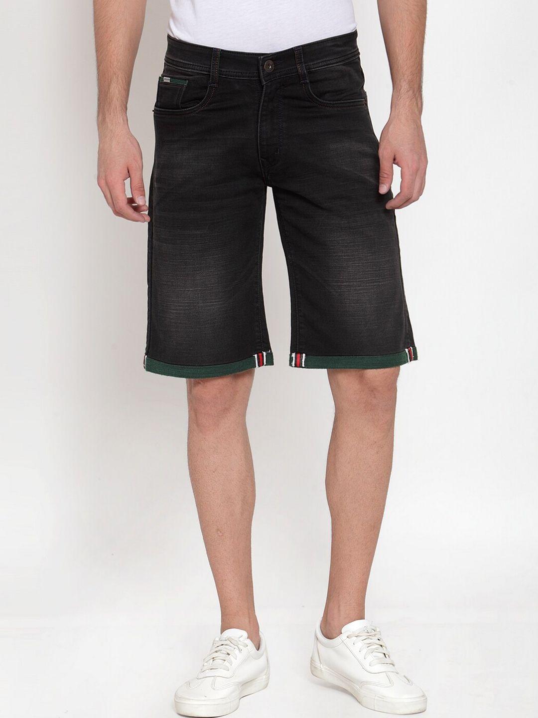 rodamo men black washed slim fit denim shorts