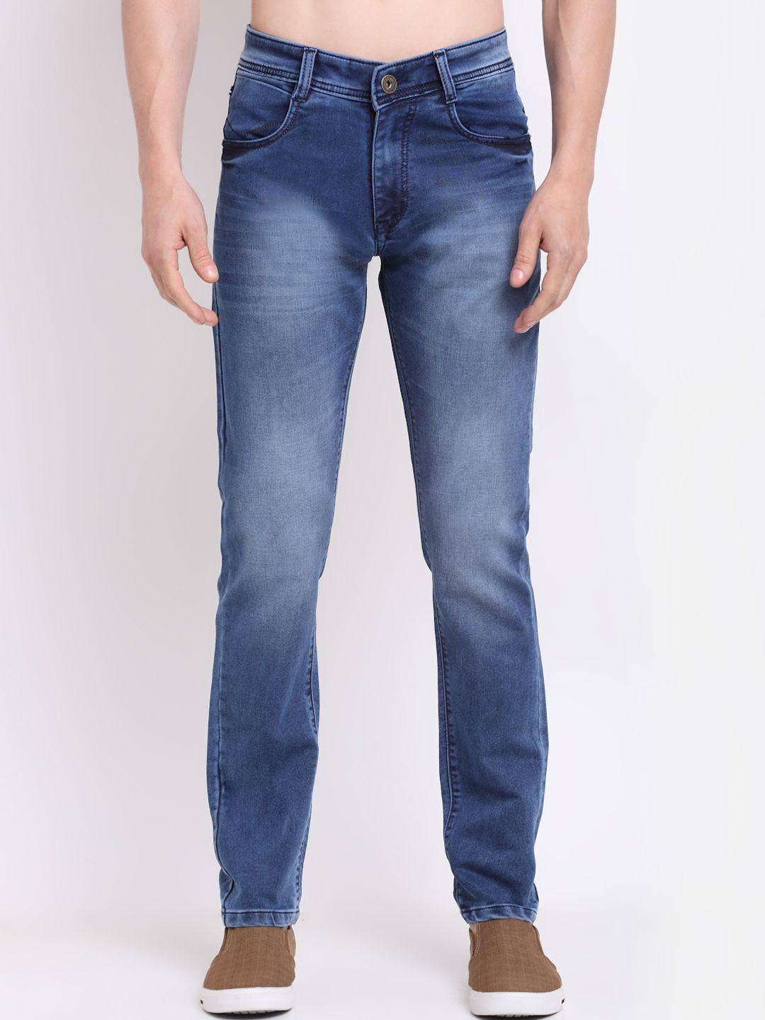 rodamo men blue slim fit heavy fade stretchable jeans